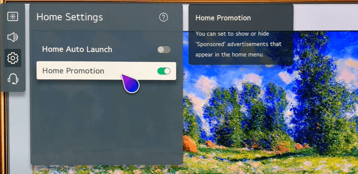 Turn off the toggle and block ads on LG Smart TV