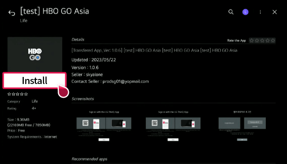 Tap Install to Download apps on your LG Smart TV