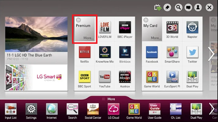 Select Premium on LG NetCast TV