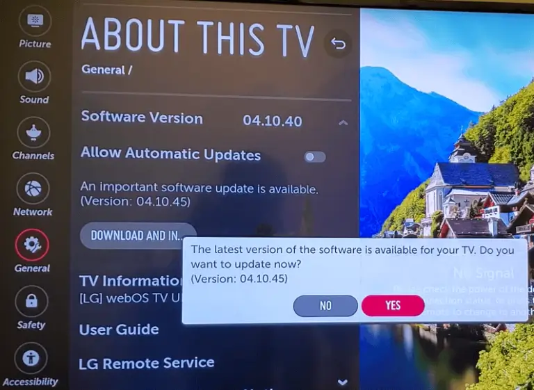 Hit Download and Install to update and restart LG Smart TV
