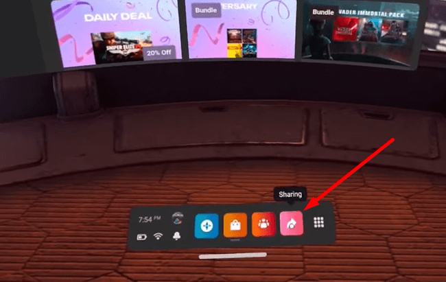 Click on the Share Icon on your Oculus Quest 2