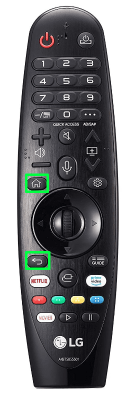 Hold the Home and Back button to pair your remote to LG TV