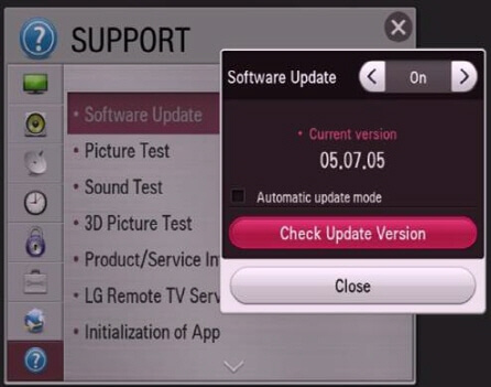 Click on Check Update Version;