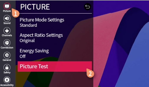 Run a picture test on LG TV