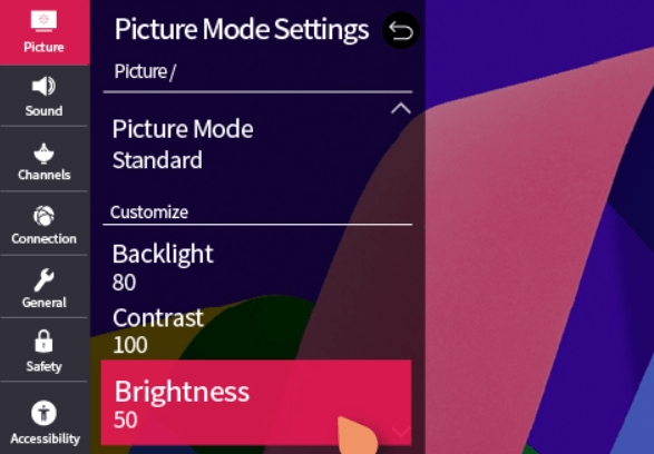 Adjust the brightness settings on LG TV