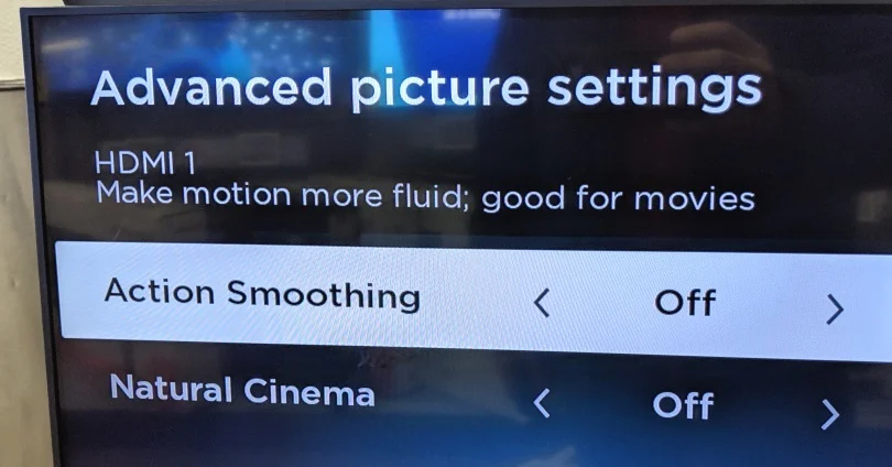 Turn off Roku Action Smoothing
